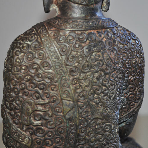 Buddha Shakyamuni Antica scultura Cinese Bronzo dinastia Ching XIX secolo P932 - Foto 8 di 12