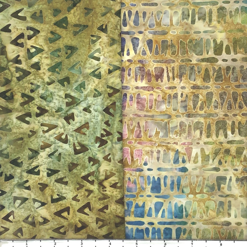 9 cuartos de grasa color: tonos amarillos apagados tela Batik Lunn paquete FQ 100 % algodón Foto 3 de 4