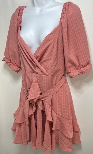 Francesca's Coral rosa Faye Rüsche Minikleid M A32 - Bild 3 von 8