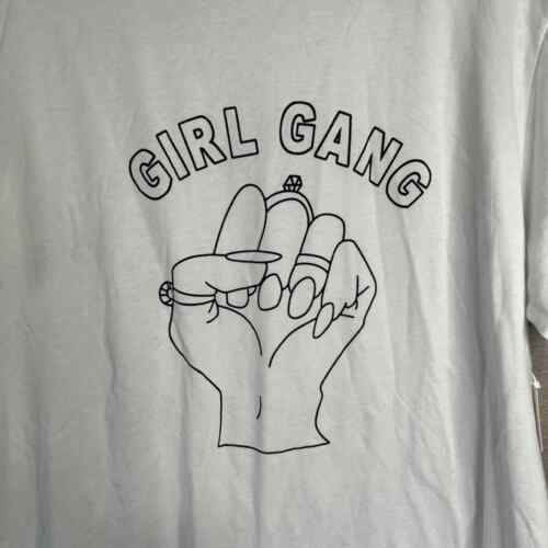 Girl Gang Proud Women Empowerment White Graphic Crew Neck Plus Size Tee 2XL - Picture 3 of 6