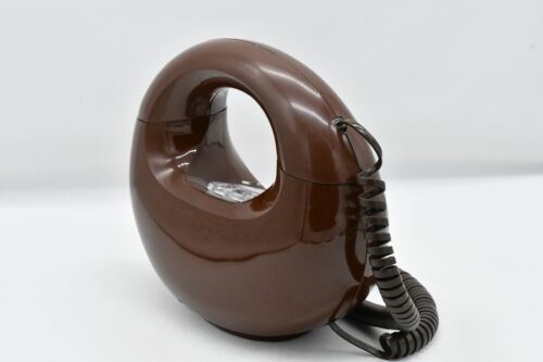 Vintage Sculptura Rund Donut Drehtelefon Schokobraun Western Elektrisch - Bild 3 von 9