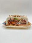 Vtg Nasco Mountain Woodland Covered Butter Dish Dinnerware Transferware