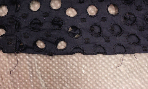 VTG Women's 30s Navy Eyelet Dress W/ White Lace Neckline & Peplum XS/S 1930s - Picture 13 of 13