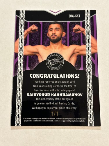 2024 LEAF COLLECTIVE SAIDYOKUB KAKHRAMONOV 1/1 GOLD VINYL AUTO B4 - Picture 2 of 2