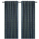 Ikea SKOGSSVINGEL Blackout Curtains, 1 pair, dark blue/green, 50x98" NIP