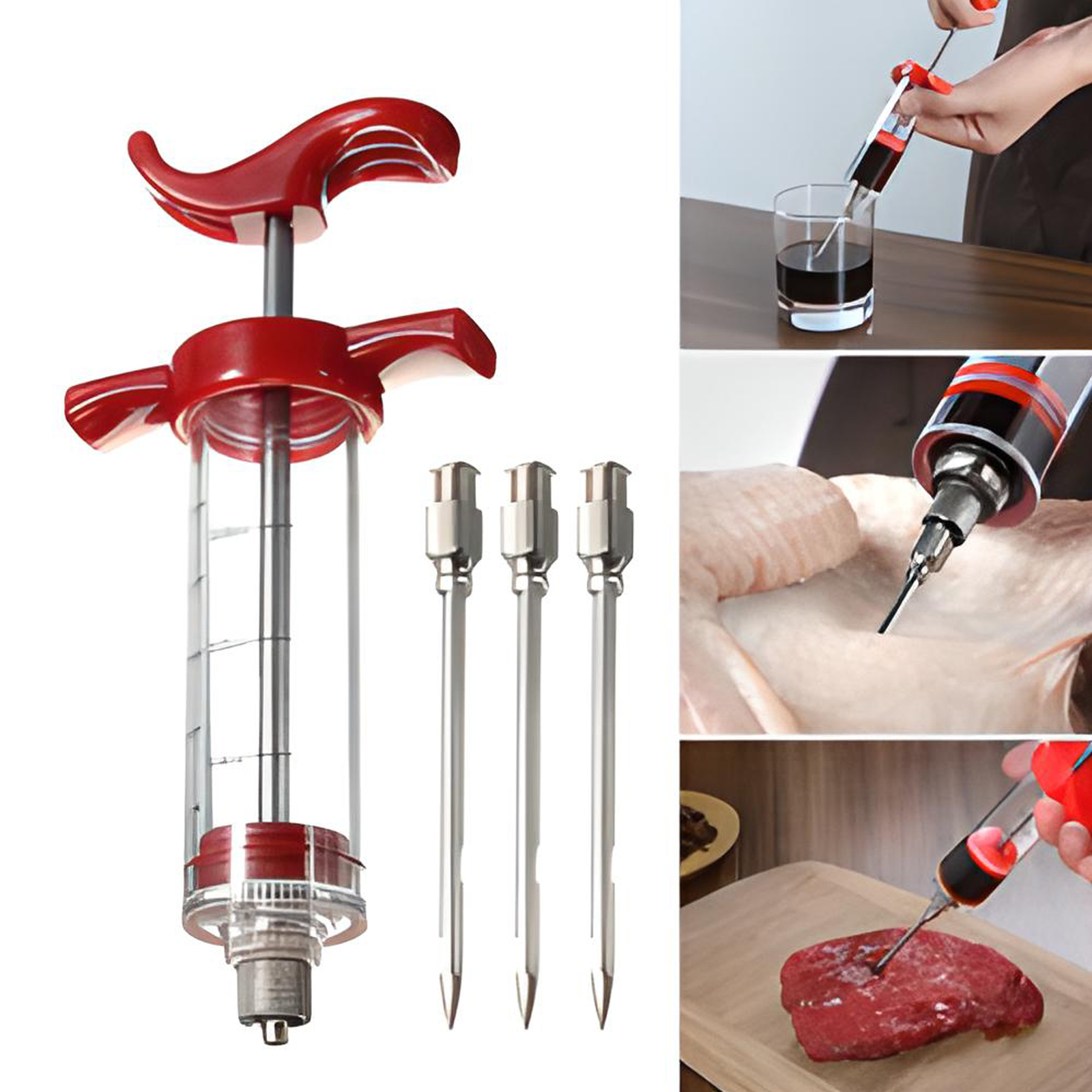 Marinadenspritze Set Fleischspritze Pökelspritze Gewürzspritze Bratenspritz Reto