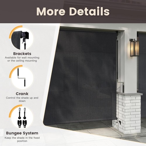 Adjustable Outdoor Roller Shade Fabric - Child Safe & Weather Resistant 4' x 6' - Picture 6 of 9