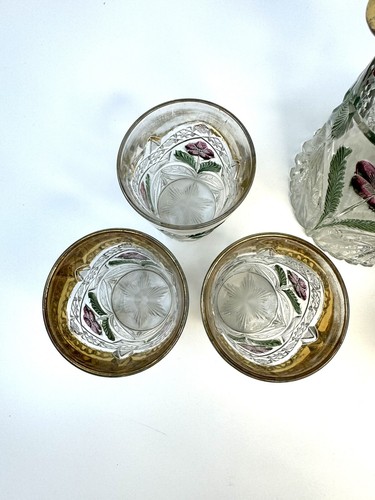 Early American Pattern Glass (EAPG) Water Set Ruby Flowers Gold Indiana Vintage - Picture 10 of 19