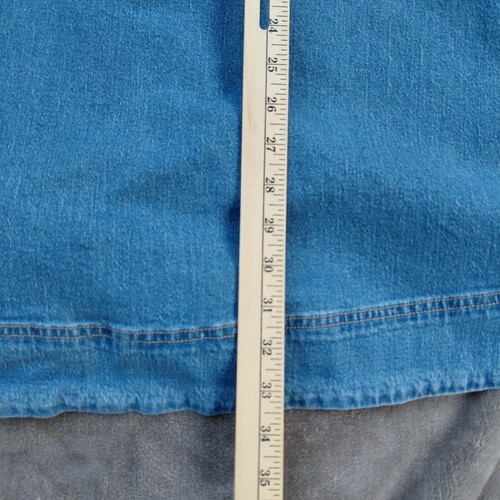 Pantalones de mezclilla Universal Thread para mujer corsé línea A vestido mediano azul con botones - Imagen 19 de 24