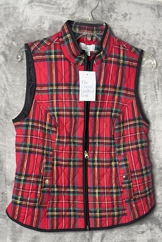 🆕 Croft & Barrow Black and Red Check Vest Black Inside Petite Extra Small - Picture 2 of 8