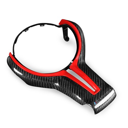 Red Carbon Fiber Steering Wheel Trim Replace Fit For BMW M2 M3 M4 M5 M6 F10 F12 - Picture 7 of 10