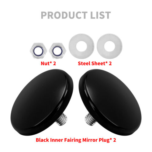 2pcs Motorcycle Fairing Mirror Hole Blanking Plugs Fit For Harley Street Glide - Foto 2 di 12