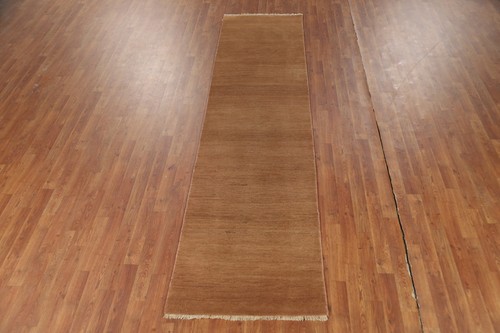 Classic Gabbeh Solid Brown Wool Modern Runner Rug - Timeless Beauty 3x10 ft - Picture 13 of 17