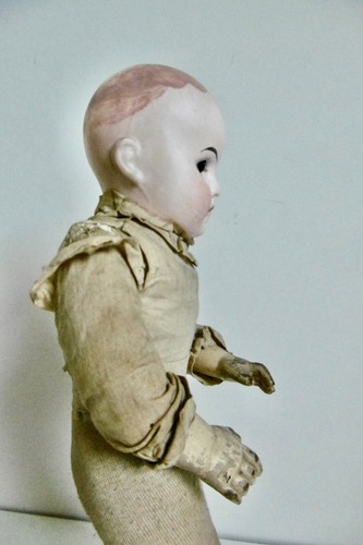 POUPÉE ANCIENNE XIXème TÊTE/COLLERETTE BISCUIT CORPS REMBOURRÉ CRIN + COMPO 30cm - Imagen 6 de 14
