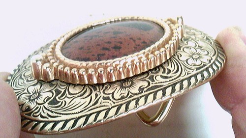 Brass~Belt Buckle~Dinosaur Agate - Picture 5 of 5