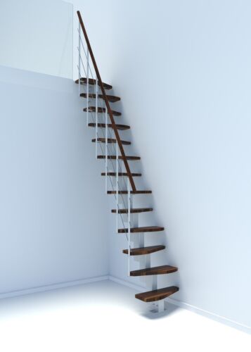 Indoor Space-Saving Straight Staircase Kit Central Stringer Beech Alternate Step - Picture 23 of 24