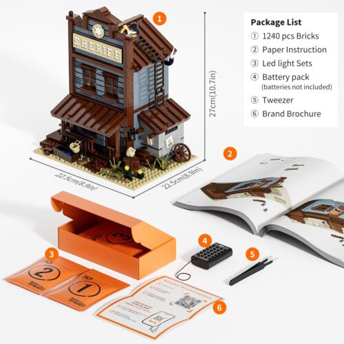 FUNWHOLE® F9026 Sheriff's Office Building Block Set w/Light Kit 1240pcs-AU Stock - Picture 8 of 24