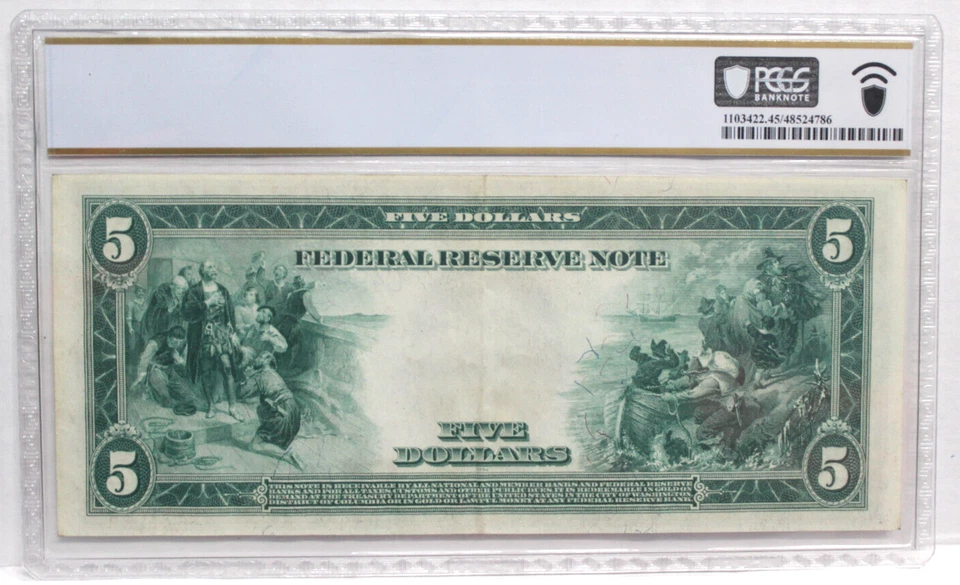 1914 $5 Federal Reserve Note PCGS XF45 White/Mellon Philadelphia FR855A NICE! - Image 2 of 4