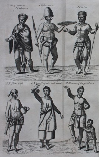 Original antique print WEST AFRICAN NATIVES, GUINEA, TRIBAL DRESS, Kip,1746 - Picture 3 of 4