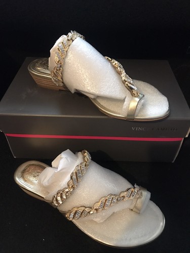 Sandalia sin cordones Vince Camuto Inaya de cuero con bucle en joyas $149 - Imagen 10 de 12