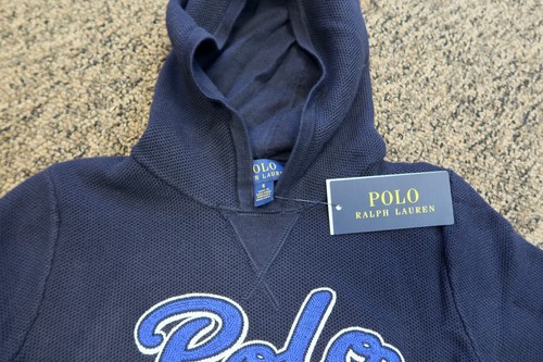 New Polo Ralph Lauren Boy's Mesh Knit Hoodie - Size 6 - Navy Blue - Picture 2 of 2