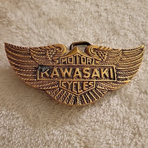 Vintage Kawasaki Motorcycles Winged Belt Buckle