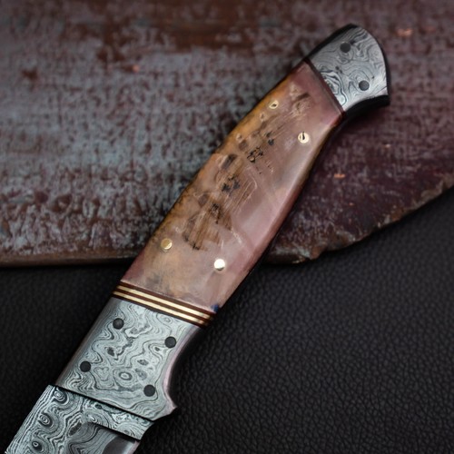 Wild Blades 8.7" Full Tang Hunting Knife Handmade EDC Damascus + Leather Sheath - Picture 3 of 12
