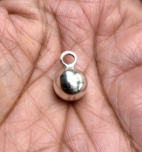 2 Pc X 999 Pure Silver Hindu Religious Solid Silver Ball Pendant 5.4 gm 9-10 mm - Picture 3 of 8