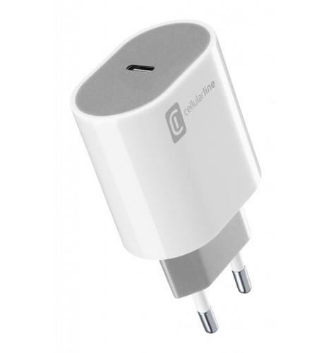 cellularline power usb C chargeur mural prise 20W smartphones usb-C rapide