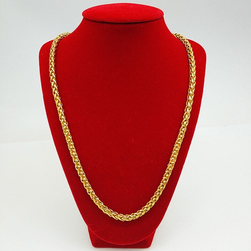 Men 24K Yellow Gold Plated 6mm 24" Fashion Hollow Thai Chains Necklace 55g - Picture 6 of 8