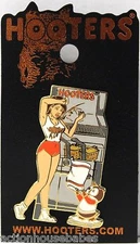 HOOTERS GIRL STAFF W/HOOTIE HOT GREASY FRY/FRYING/FRYER COOK  LAPEL PIN