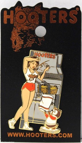 HOOTERS GIRL STAFF W/HOOTIE HOT GREASY FRY/FRYING/FRYER COOK  LAPEL PIN - Picture 1 of 2