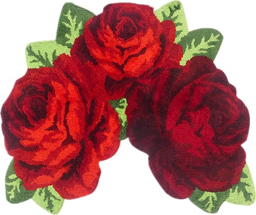 Chic Red Floral Mat - Soft, Washable Non-Slip Carpet for Bedroom & Living Spaces - Picture 3 of 8
