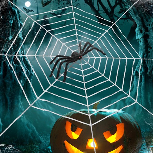 11.8FT Halloween Spider Web With Spider and Hanging Skeleton Phantom Decor | USA - Picture 26 of 47