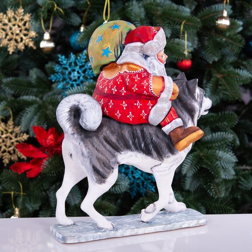 Wooden Santa Claus figurine 12", handmade Christmas Home Decor indoor - Picture 8 of 12