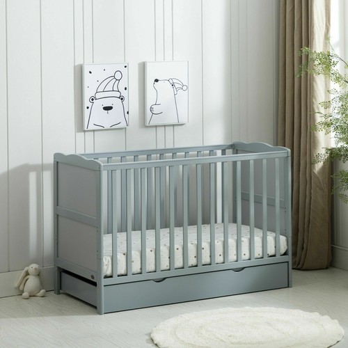 Wooden Baby Cot Bed & Drawer & Aloe Vera Mattress (Orlando with Drawer) - Picture 11 of 12