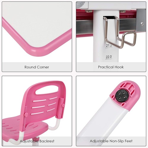 Chreibtisch mit Stuhl Schublade und Leseständer Kinder Schülerschreibtisch Pink - Bild 5 von 6