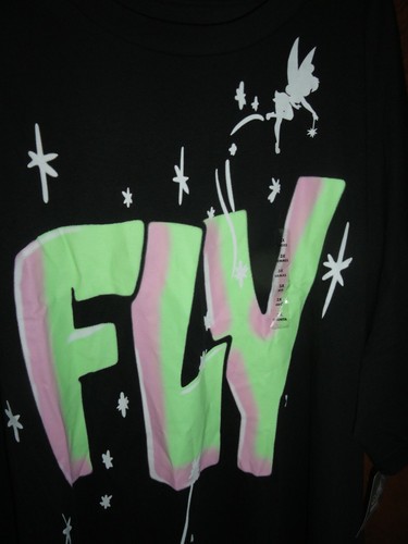 XL Tinkerbell ~ FLY ~ Black Disney Tee Shirt NWT Disney - Picture 2 of 2