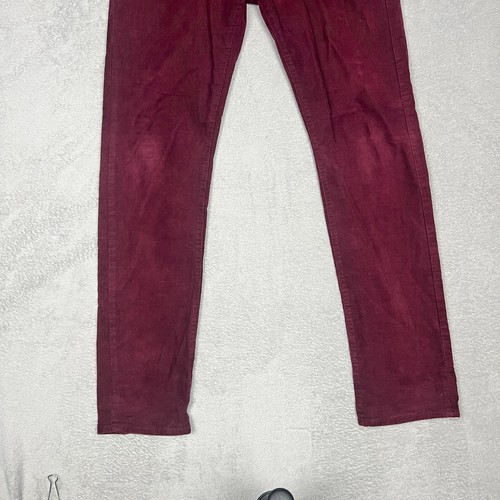 H&M Corduroy Pants Men Size 34x36 Slim Straight Zip Close Maroon Cotton Blend - Picture 6 of 9
