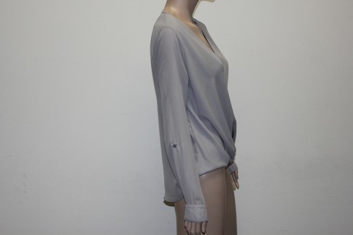 Saks Five Ave Damen Bluse vorne gekreuzt Langarm Polyester grau 49,99 $ - Bild 6 von 11
