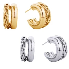 Do Everything in Love 14K Gold/White Gold Dipped Post Hoop