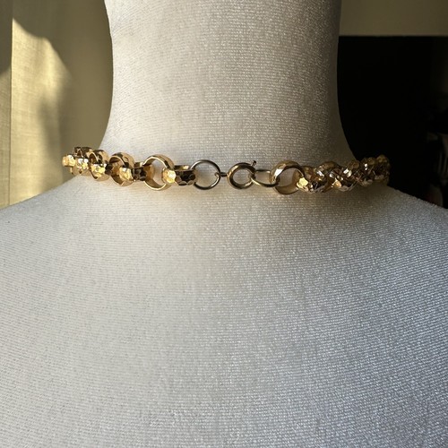 Anello a molla catena dichiarazione tono oro Rolo vintage 25" peso leggero 2,5 oz - Foto 3 di 3