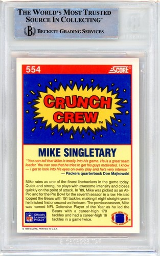 1990 Score Mike Singletary Auto HOF Chicago Bears Signed Hall of Fame Card #554 - Picture 2 of 2