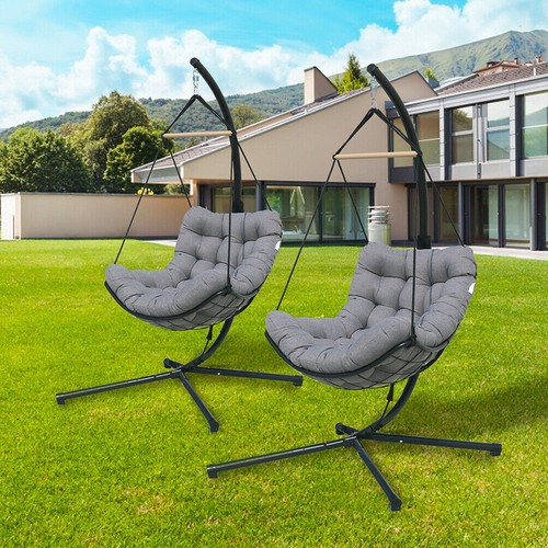 Hanging Egg Chair Hammock Basket Swing Chair UV Resistant Cushion with Stand - Picture 9 of 23