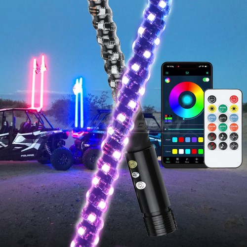3FT Whip Lights App & Remote Control Antenna Whips For ATV UTV RZR SXS Polaris - Picture 8 of 9