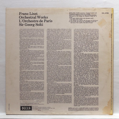 SXL 6709 - SIR GEORG SOLTI - LISZT tasso, mephisto waltz DECCA LP NM - Picture 2 of 2