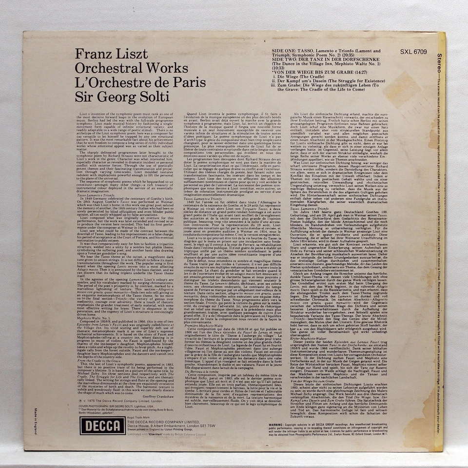 SXL 6709 - SIR GEORG SOLTI - LISZT tasso, mephisto waltz DECCA LP NM - Image 2 of 2