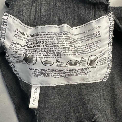 Moby Baby Wrap Carrier – Charcoal Gray – Bamboo Cotton Blend - Picture 4 of 6