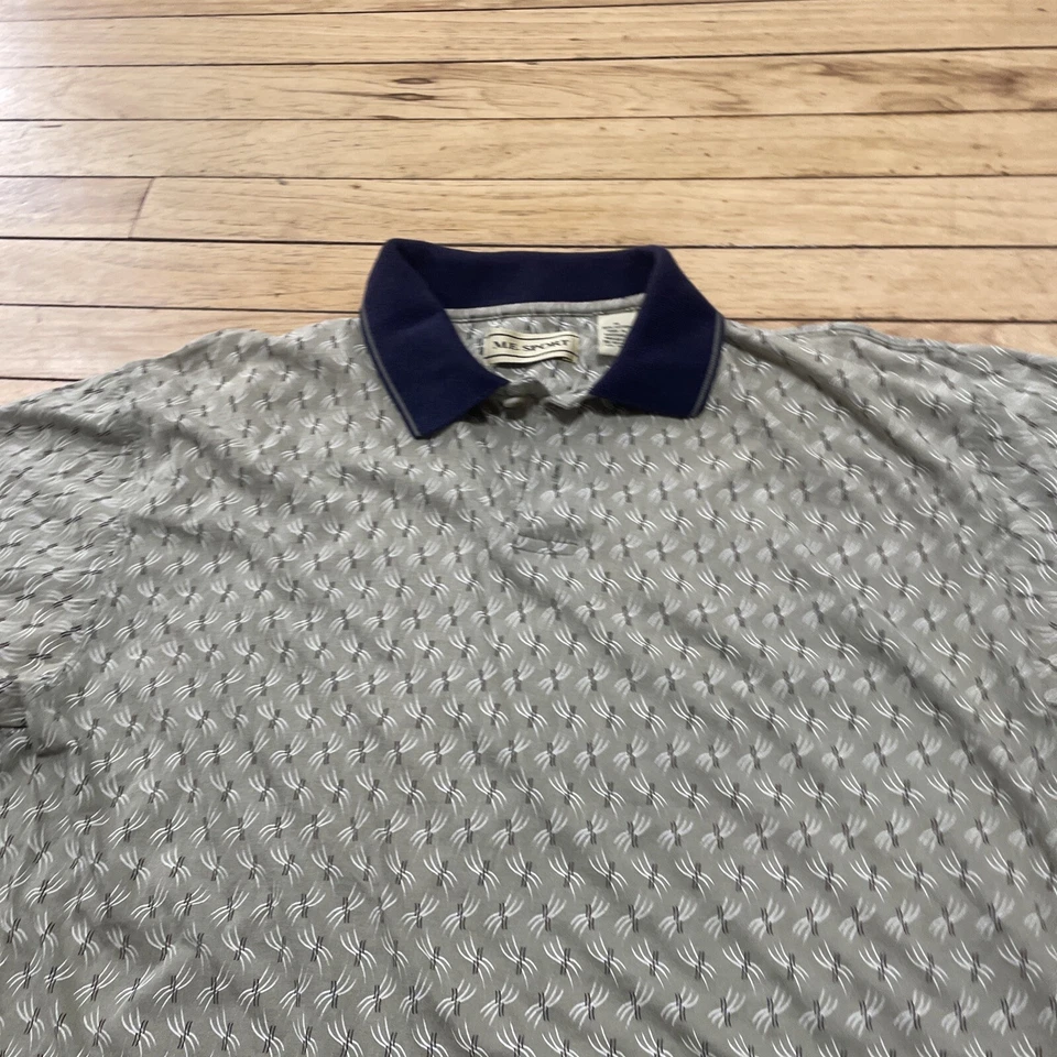 M.E. Polo deportivo vintage años 90 para hombre M verde azul geométrico Y2k ropa de calle preparación Foto 3 de 4