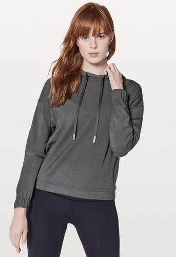 Lululemon Twisted and Tucked Hoodie 4 Pullover Sweatshirt Top Gray Open Back Run - Picture 1 of 13